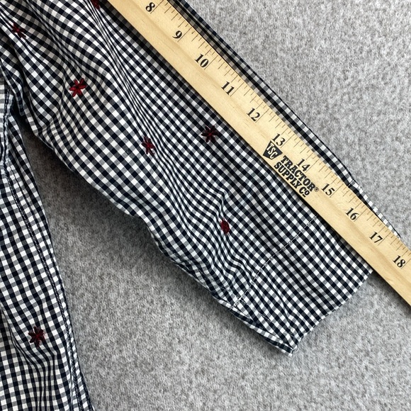 Mountain Lake gingham button down/up M ladybug & flower embroidery 3/4 sleeve - Picture 6 of 10
